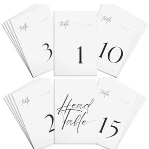 Wedding Table Numbers 1-30 Cards -white black double sided 6X4 NWT